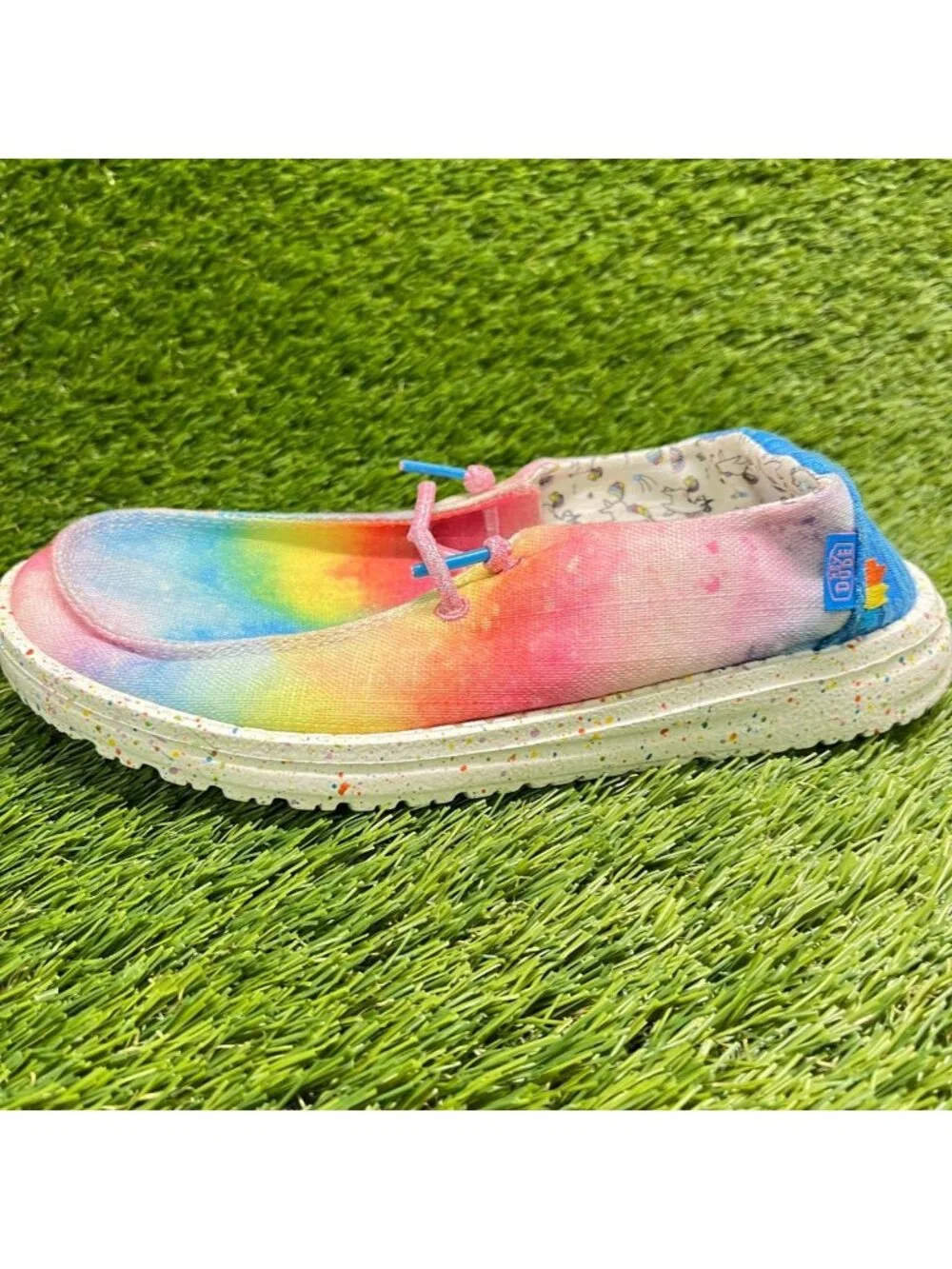 Hey Dude Wendy Dreamer Girls Size 4Y Blue Pink Athletic Walking Slip On Shoes